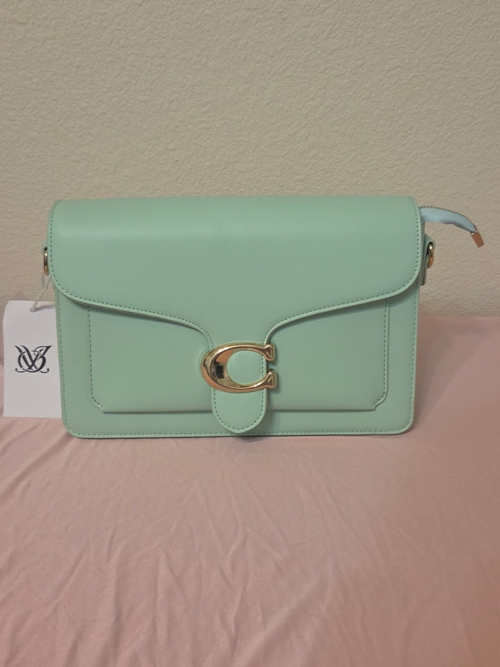 Mint Green Crossbody Bag with Gold C Hardware